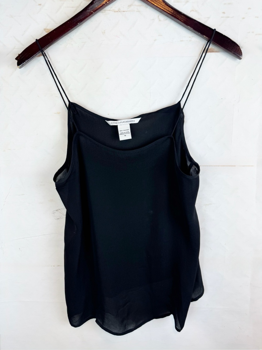 Diane Von Furstenberg | Black 100% Silk Cami Top, 12